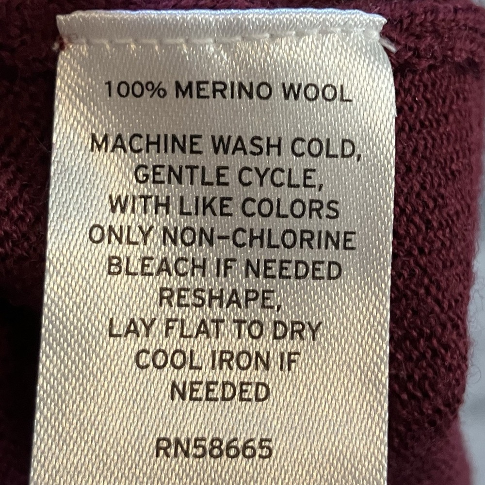Nordstrom Rack Sweater Mens Size XL Burgundy Merino Wool Long Sleeve - Picture 7 of 8